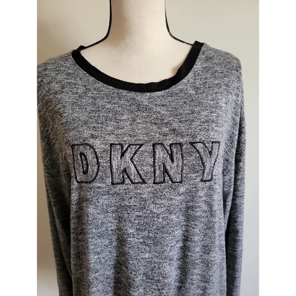 DKNY Logo Grey and Black Pullover Sweater Sz Large - Picture 2 of 5